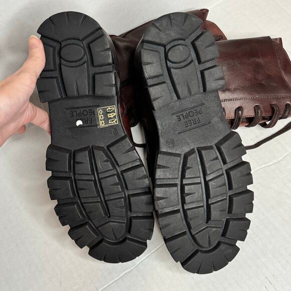 Free People Jones Hot Fudge Leather Lug Sole Lace-Up Boots NWOB Women 8.5 - Picture 8 of 8